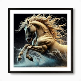 Horse Running In Water 8 Art Print