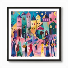 Party Time, Naïve Folk Art Print