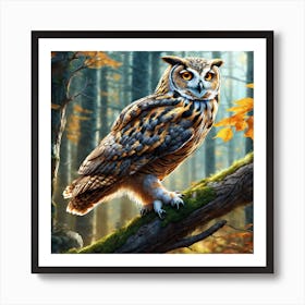 Owl In The Forest 196 Art Print