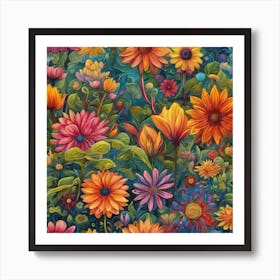 Flowers In The Garden 1 Art Print