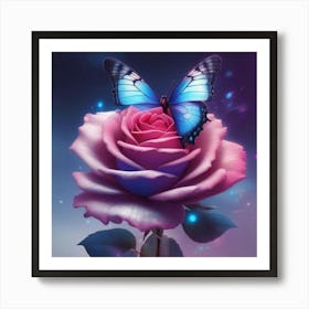 Butterfly On A Rose 3 Art Print