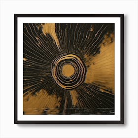 'Sunburst' Black And Gold Wall Art Art Print