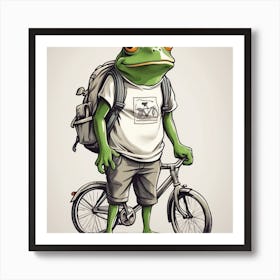 Frog With Bike Art Print