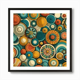 Bohemian boho Style, Abstract Background With Circles Art Print