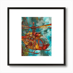 Retro Chopper In The Sky Art Print