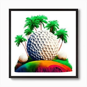 Golf Ball With Palm Trees 1 Art Print