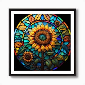 Sunflower Stained Glass Art Print