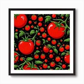 Red Tomatoes On Black Background 8 Art Print