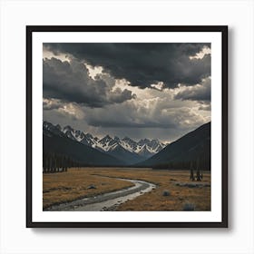 Dark Clouds Over The Mountains Art Print