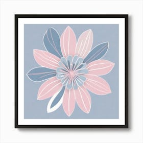 A White And Pink Flower In Minimalist Style Square Composition 584 Art Print