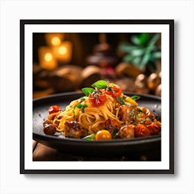 Spaghetti With Meatballs And Tomatoes Art Print