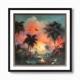 Sunset In The Jungle 1 Art Print