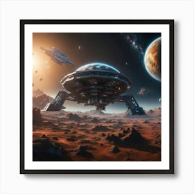 Spaceship In Space Art Print