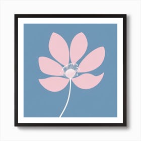 A White And Pink Flower In Minimalist Style Square Composition 504 Art Print