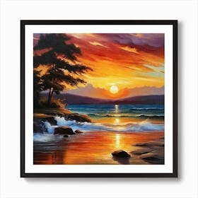 Sunset On The Beach 136 Art Print