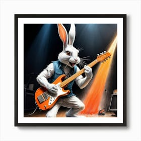 Rabbit Playing Guitar 2 Art Print