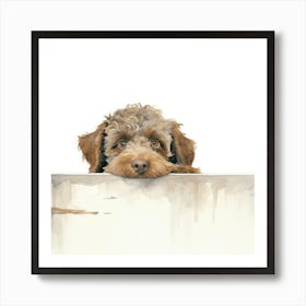 Dog Peeking Over The Wall 21 Art Print