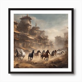 Horses In The Desert Art Print