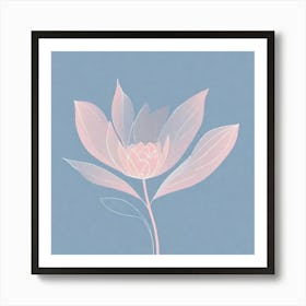 A White And Pink Flower In Minimalist Style Square Composition 129 Art Print