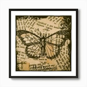 Butterfly On Old Book Page Art Print