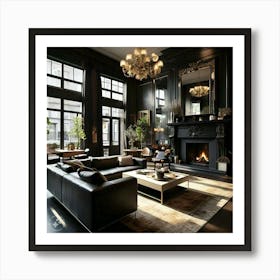 Black Living Room Art Print