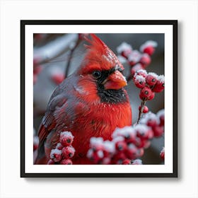 Cardinal In The Snow 2 Art Print