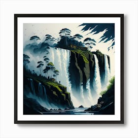 Colored Falls Ink Painting (12) Art Print