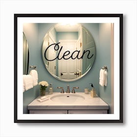 Clean sign Bathroom Mirror Art Print