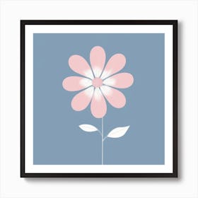 A White And Pink Flower In Minimalist Style Square Composition 208 Art Print