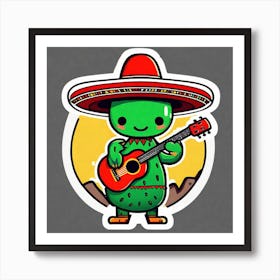 Cactus With Guitar 9 Art Print