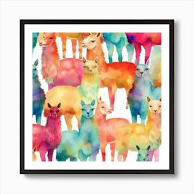 Watercolor Llamas Art Print