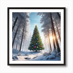 Christmas Tree In The Forest 130 Art Print