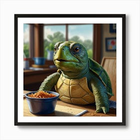 Turtle At The Table Art Print