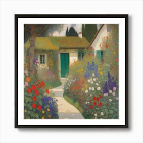 Vintage Cottage Garden Path Art Print