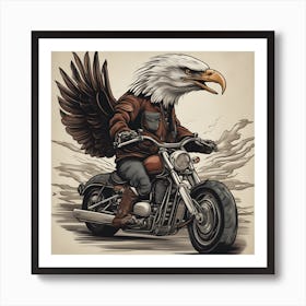Eagle On A Motorcycle 1 Art Print