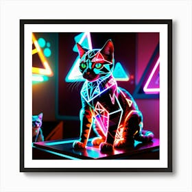 Neon Cat 1 Art Print