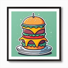 Burger On A Plate 145 Art Print
