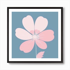 A White And Pink Flower In Minimalist Style Square Composition 217 Art Print