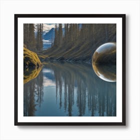 Sphere In A Lake Art Print