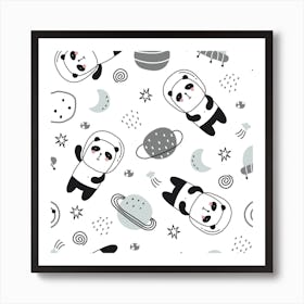 Panda Floating In Space And Star Art Print