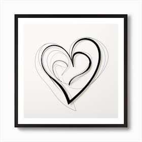 Simple Black Line Swirl Heart Art Print