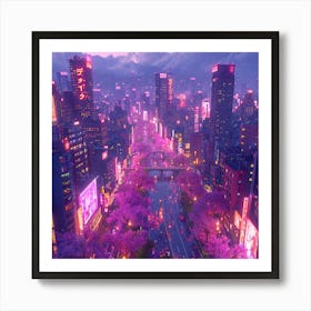 Tokyo City At Night Art Print