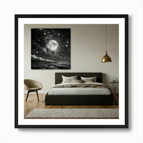 Black And White Moon Art Print