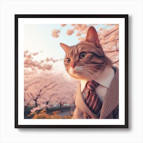 Cat In A Suit Art Print