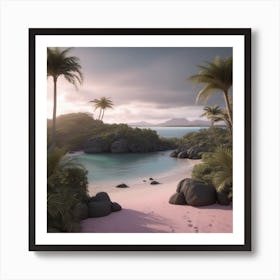 Pink Sand Beach Landscape Art Print