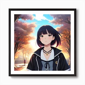 Anime Girl Standing In A Park Art Print