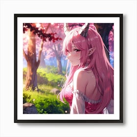 Anime Girl With Horns Art Print