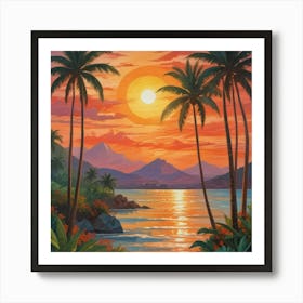 Sunset Palm Trees 8 Art Print