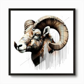 Capricorn Head - Abstract Line Art Illustration 3 Art Print