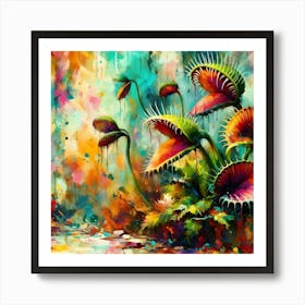 Abstract, Whimsical Venus Flytrap Acrylic Explosion Art Print